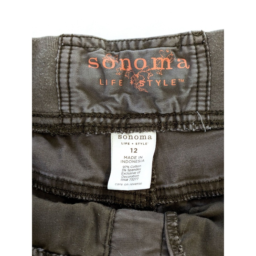 Sonoma Life + Style Womens Size 12 Brown Utility Shorts Elastic Waist Drawstring - Picture 3 of 4